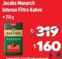 JACOBS MONARCH INTENSE FİLTRE KAHVE 250 G fiyat ve kampanya bilgisi